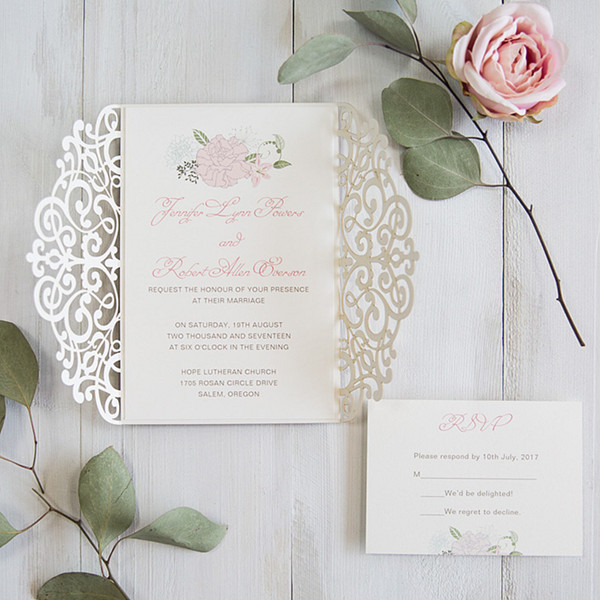 JOFANZA Silber Glitzer Hochzeit EinladungsKarten Für Lasercut Elegante Blume Spitze Glückwunsch Einladung Karten 20 Stück inkl Umschläge