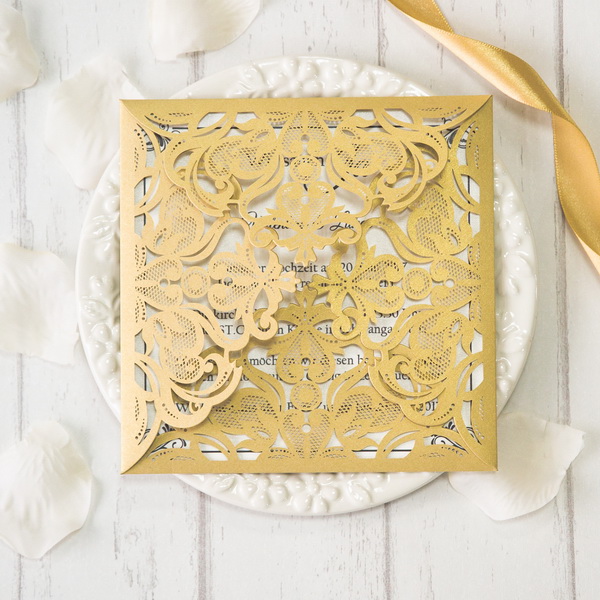 edele goldene Hochzeitskarte mit Mustern KPL074