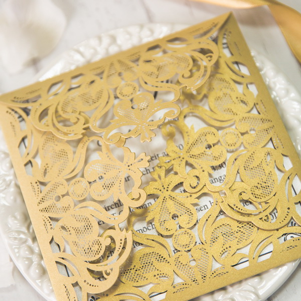 edele goldene Hochzeitskarte mit Mustern KPL074