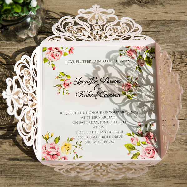 Chic Blush Pink Einladungskarte zur Bohemian Hochzeit KPL219