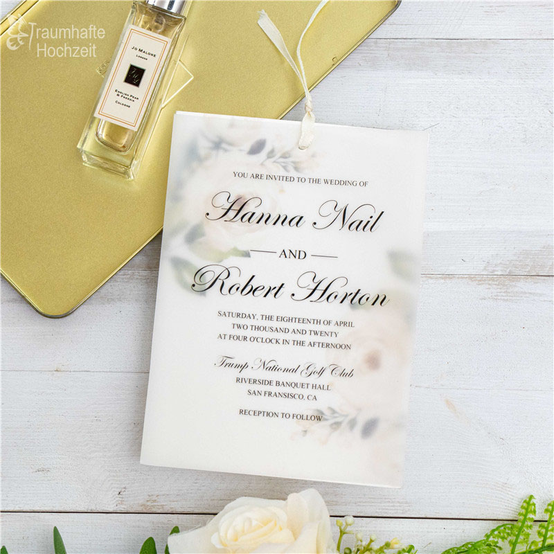 Soft Florals Kartenfächer mit Transparentpapier Hochzeitseinladungen KPV002