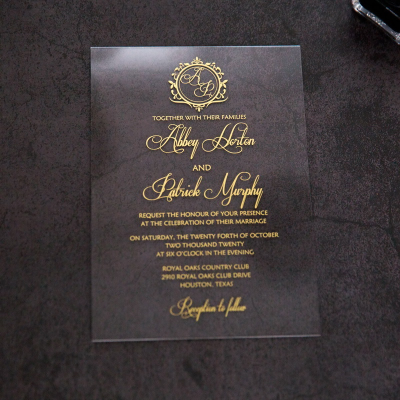 Monogramm Goldene Acryl Einladungskarten zur Hochzeit TAC008