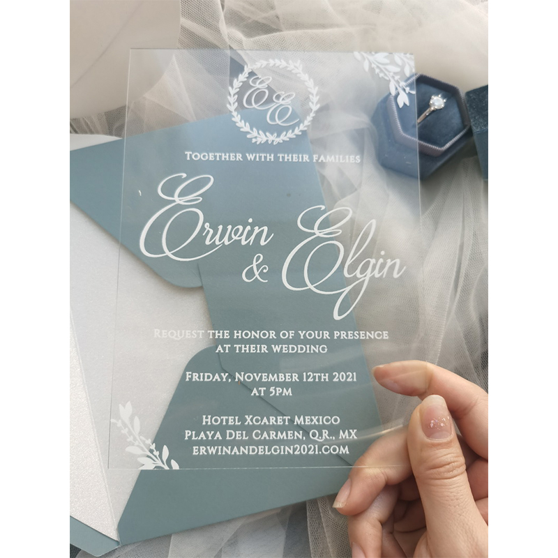 Einfache Chic Weiß klare Acryl Hochzeitseinladungen TAC014