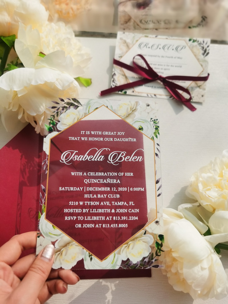 Moderne Chic florale Acryl Hochzeitseinladungen TAC023