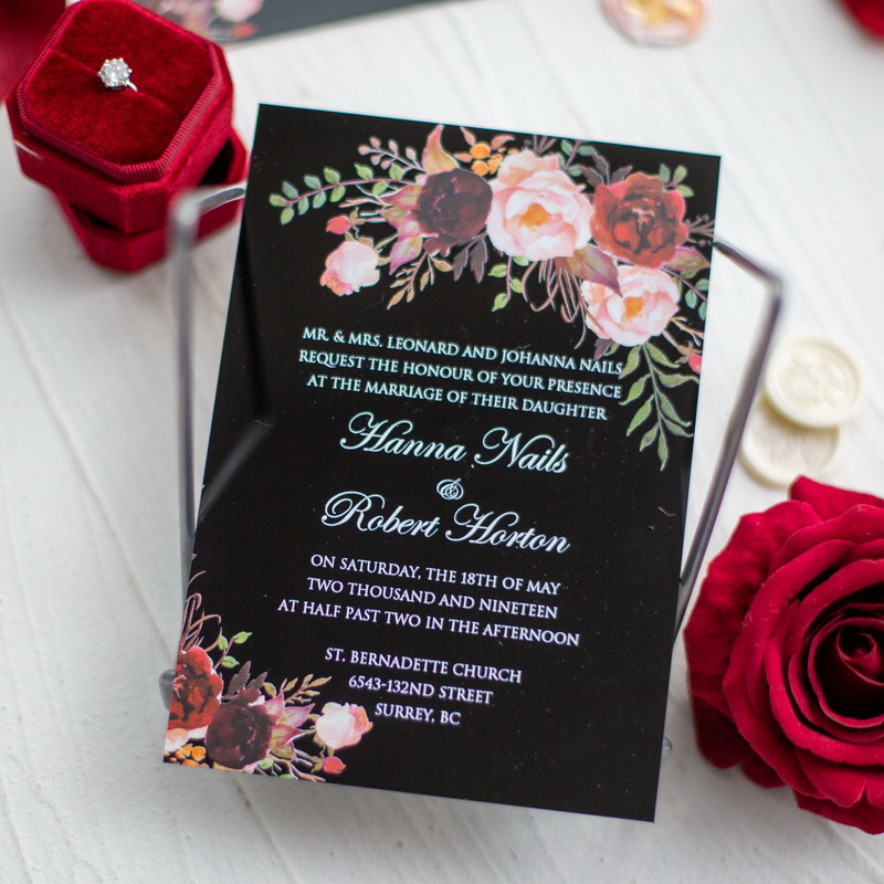 romantische Weinrot florale Acrylglas Einladungskarten zur Hochzeit TBAC02