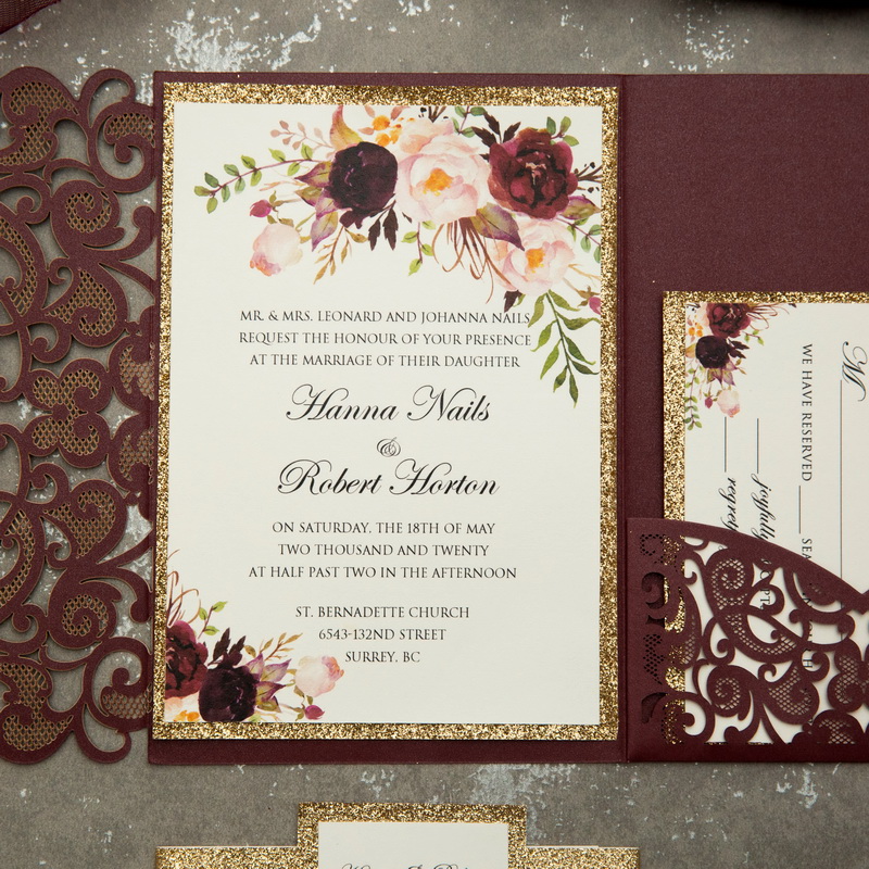 Einladungskarten zur Hochzeit Wein Rot Rotwein elegant Vintage Hochzeitskarten