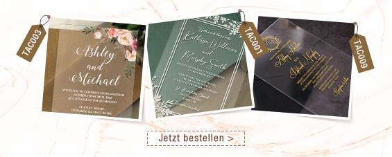 FROSTED Lucite Acryl-Hochzeitseinladungen, Kalligrafiefolie, Golddruck