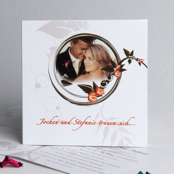 romantische Rosa Hochzeitskarten mit Foto KP335