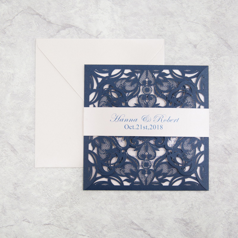 Navy & Blush elegante Hochzeitskarte KPL333