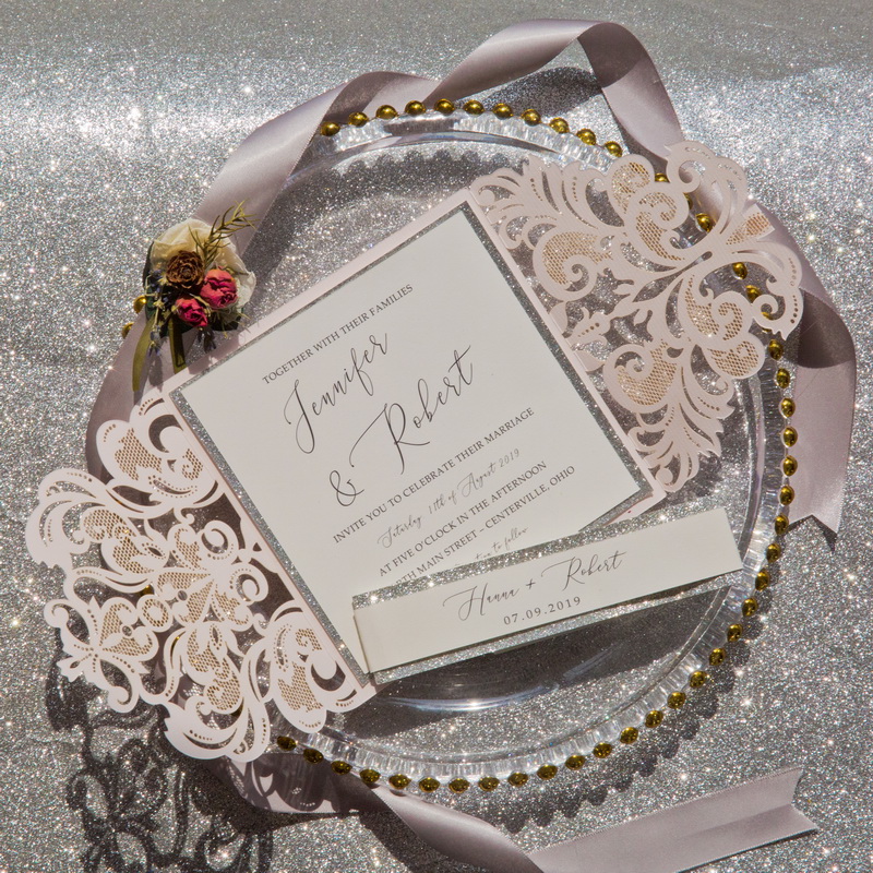 Blush Shimmer Einladung zur Hochzeit Silber KPL339