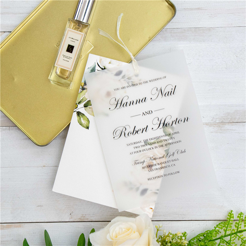 Soft Florals Kartenfächer mit Transparentpapier Hochzeitseinladungen KPV002