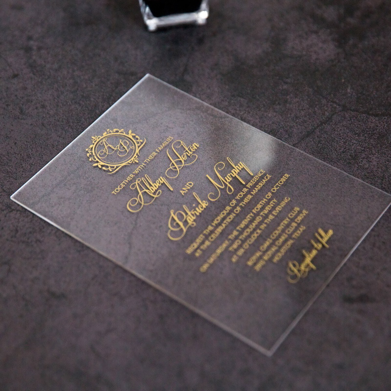 Monogramm Goldene Acryl Einladungskarten zur Hochzeit TAC008