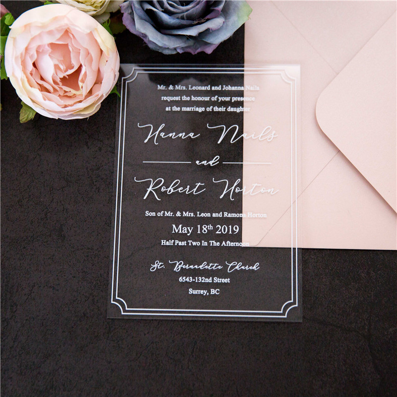 weiß UV-Druck Acryl Hochzeitskarten TAC009