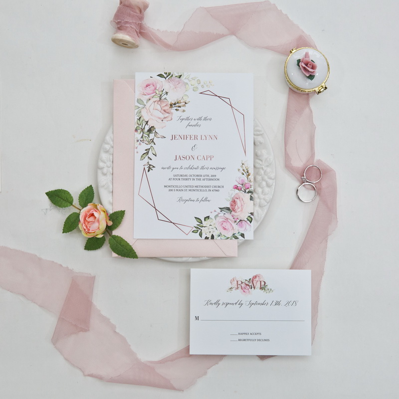 Rosa Save the Date Hochzeitskarte TFL013