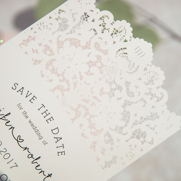 Klassische Weisse flache Hochzeit Save the Date Karten TFL017