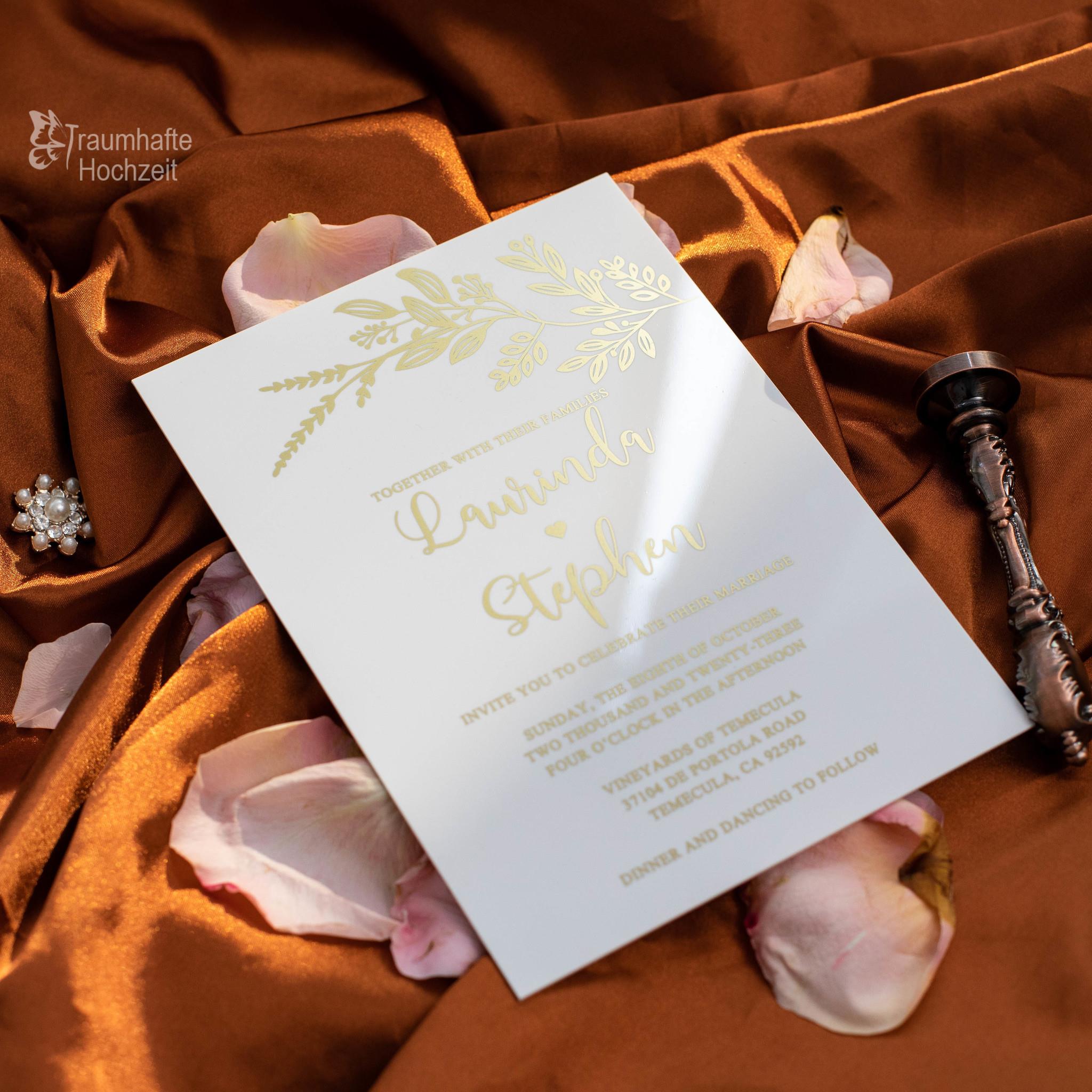 Luxuriöse Goldene Acrylglas Einladungskarten zur Hochzeit TWAC01